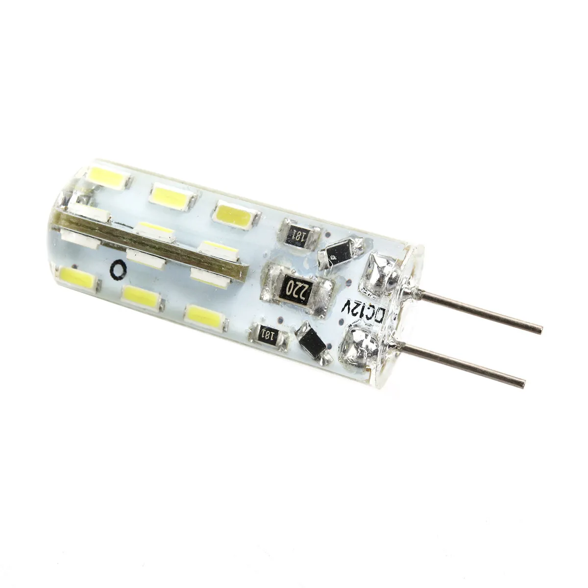

Светодиодная лампа G4 1.5W, 12V DC, 24 SMD-чипа 3014, 105 люмен, 6000K-6500K, холодный белый свет, низкое энергопотребление, яркое освещение