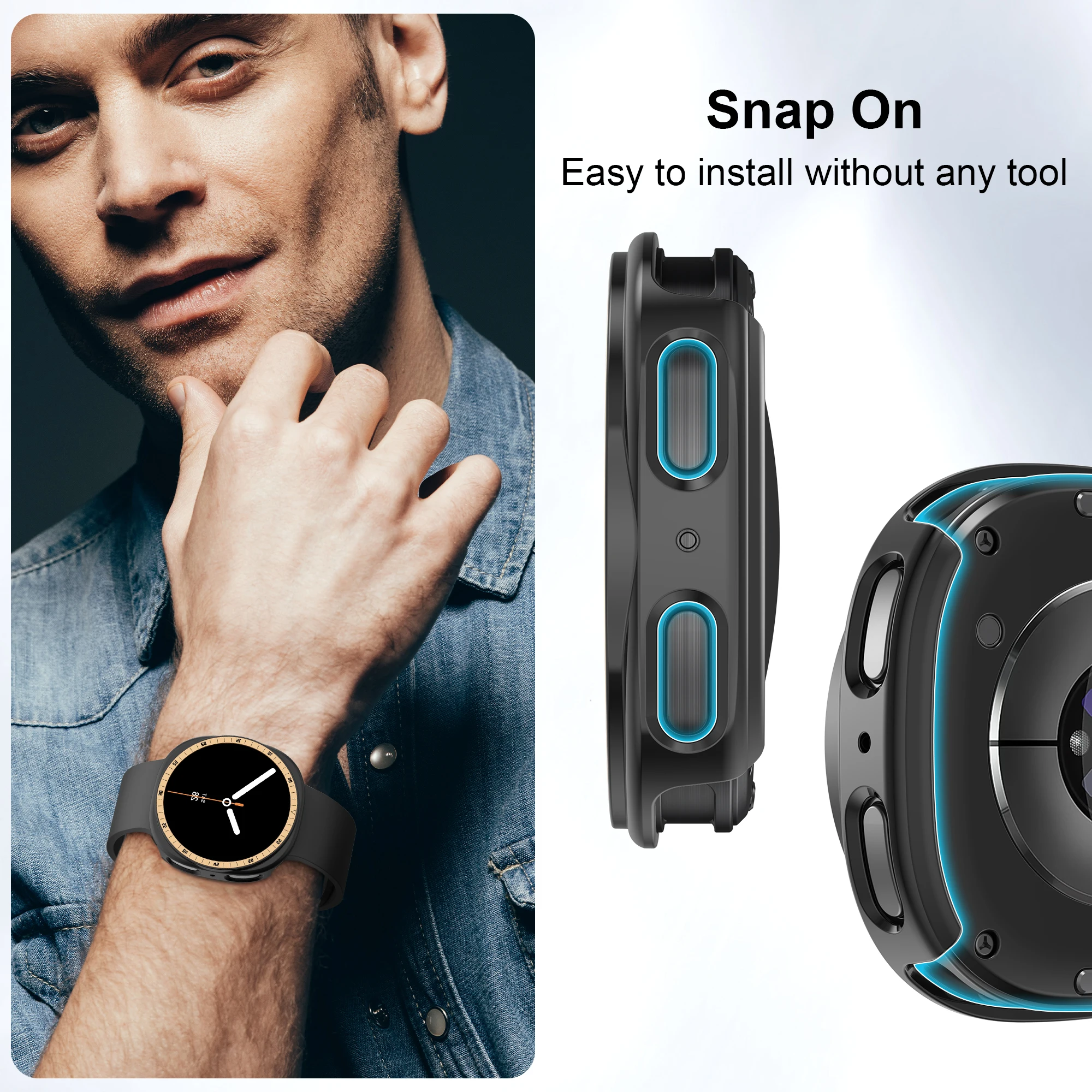 Bezel-Ring+Hülle für Samsung Galaxy Watch 8 9 44mm 40mm Schutz Hartschalen-PC-Bumper Schale Galaxy Watch 9 8 Schutzhülle – Detail 6