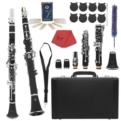 ﻿ SLADE Professional Clarinet C Tune 17 Keys Woodwind Instrument Bakelite Body White Copper Keys  with Box Reed Accessories