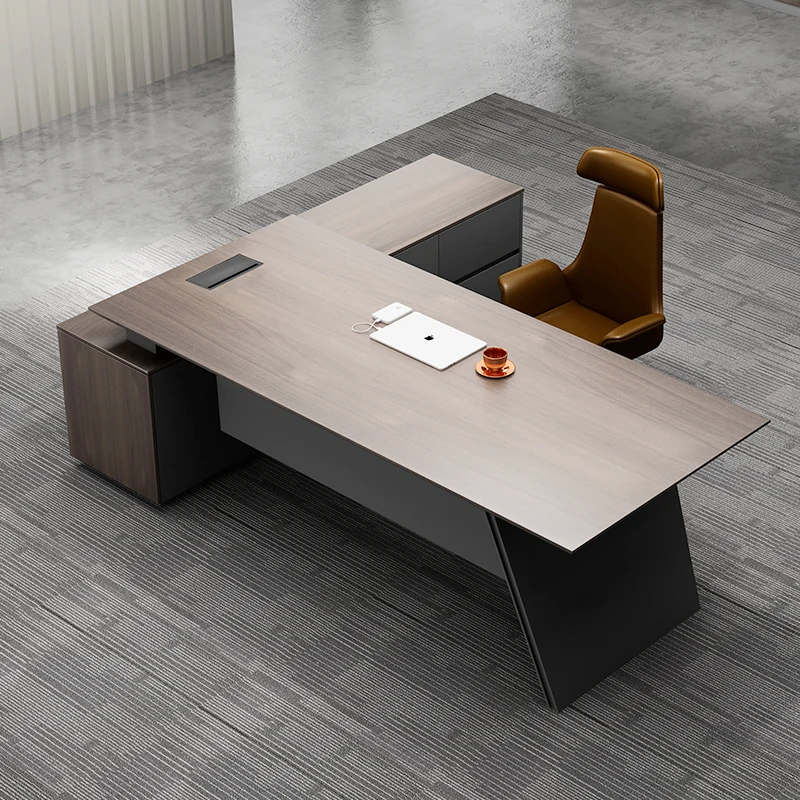 Moderner, minimalistischer, kommerzieller Büroschreibtisch aus Holz, Manager-Chefschreibtisch