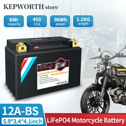 12A-BS LiFePO4 Motorcycle Battery 12V 8Ah 450cca Powersports Battery Replacement for YTX12A-BS, BT12A-BS, TR 78-1320, ATX12A