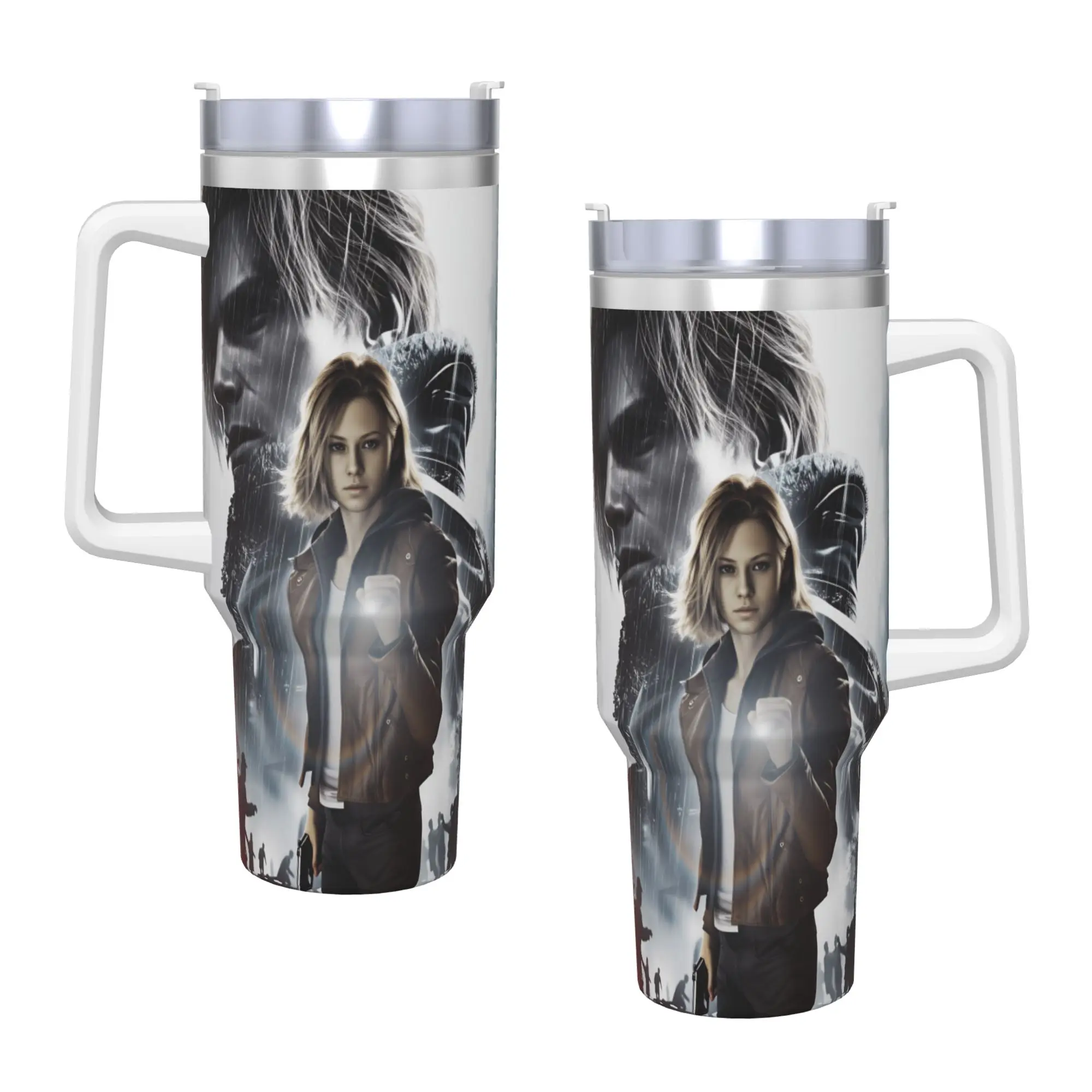 Stainless Steel Tumbler Residents Evils Car Mugs With Straws  Travel Cold Drink Water Bottle Heat Preservation 40oz Thermal Cups