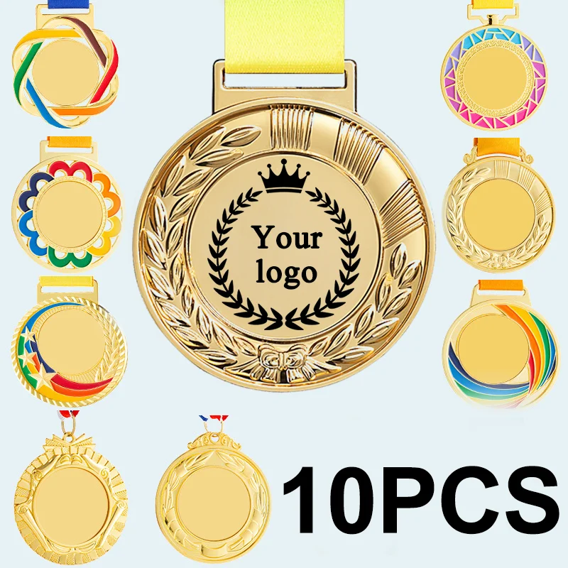 10pcs Award Medal Free Customized with Your Text Free Wording Gift for Tournaments and Competitions Rewards Gold/ Silver/ Bronze