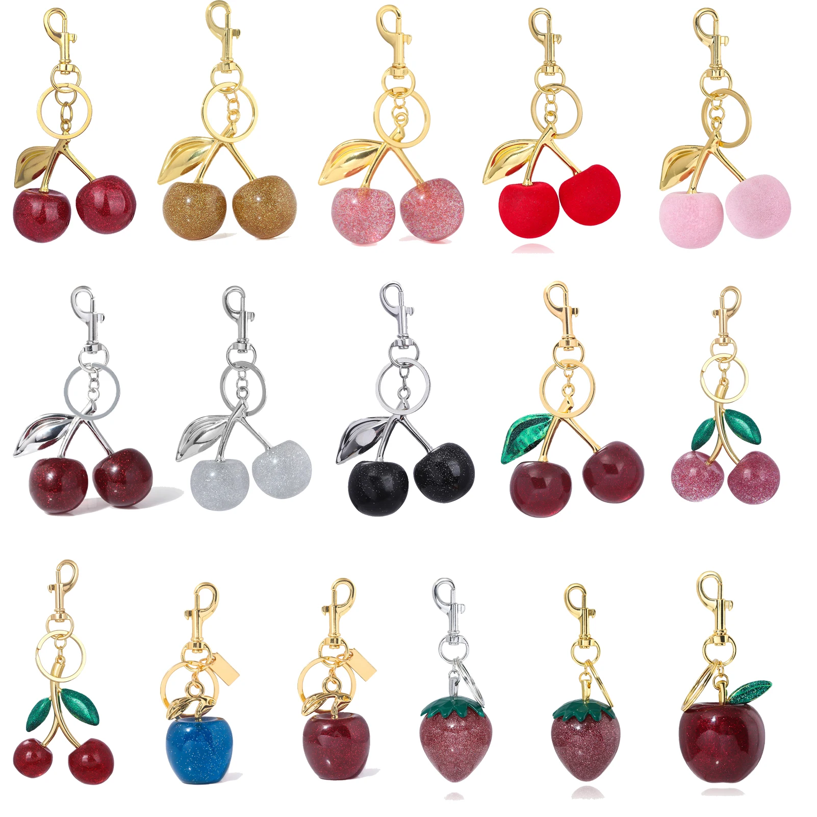 Fashion Delicious Red Cherry Keychain Summer Fruits Cherries Pendant Keyring For Women Men Jewelry Bag Key Accessories Gift