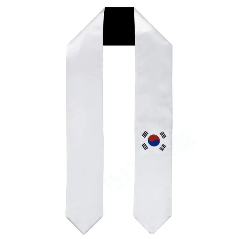 South Korea Flag Scarf Top Print Graduation Sash Stole International Study Abroad Adult Unisex Party Accessory