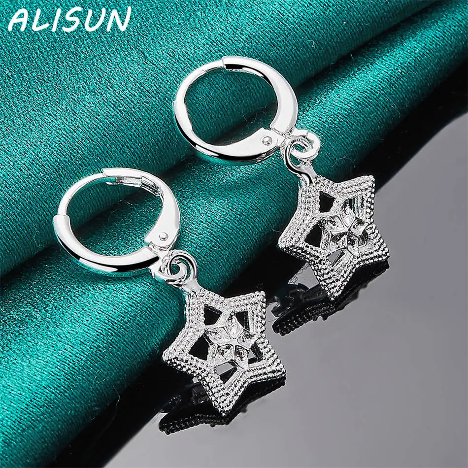 ALISUN 925 فضة الزركون ستار أقراط إسقاط أقراط سحر الاتجاه هدايا عيد ميلاد موضة حفلة غرامة مجوهرات #4