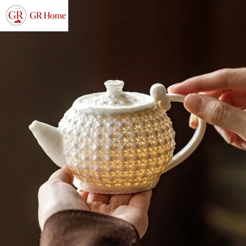 Hand Woven White Porcelain Teapot Ceramic Tea Pot Tea Infuser Kettle Kung Fu Teapot Teaware Filter Pot Teas Brewing Utensils