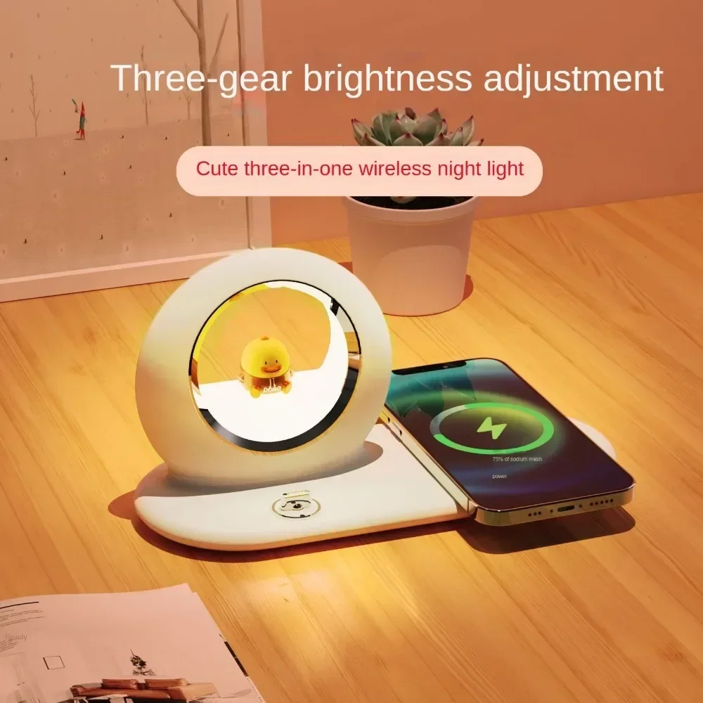 3-in-1 Wireless Charging Night Lights 15W Mobile Phone Earphone Fast  with Bracket Function  Charger Desk Lamps