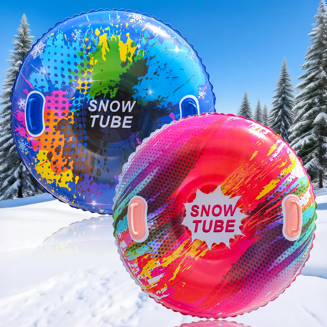 Trineo de nieve inflable de 1 pieza: tobogán de nieve resistente con asas resistentes para niños, adolescentes y adultos