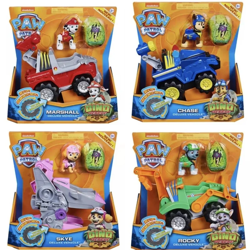 Original Paw Patrol The Dinosaur Rescue Team Vehicle Car Ryder Tracker Everest Chase Rex Skye Rocky Marshall  Kids Gift Toy