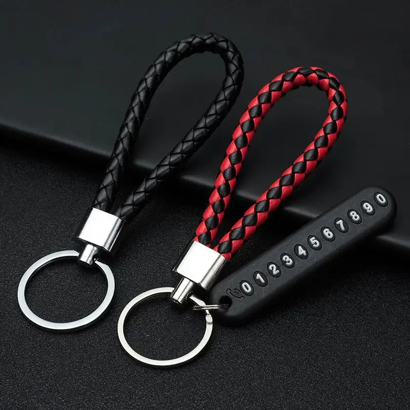 3pcs/set Premium PU Leather Braided Wristlet Keychain: The Perfect Accessory for Men and Women!