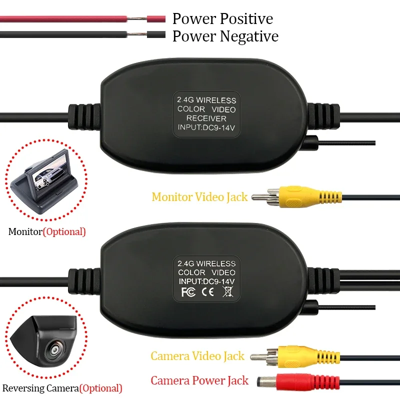 Sistem Kamera Cadangan Nirkabel 2.4G - Pemancar/Penerima Video HD 12V untuk Monitor Mobil RV Truk
