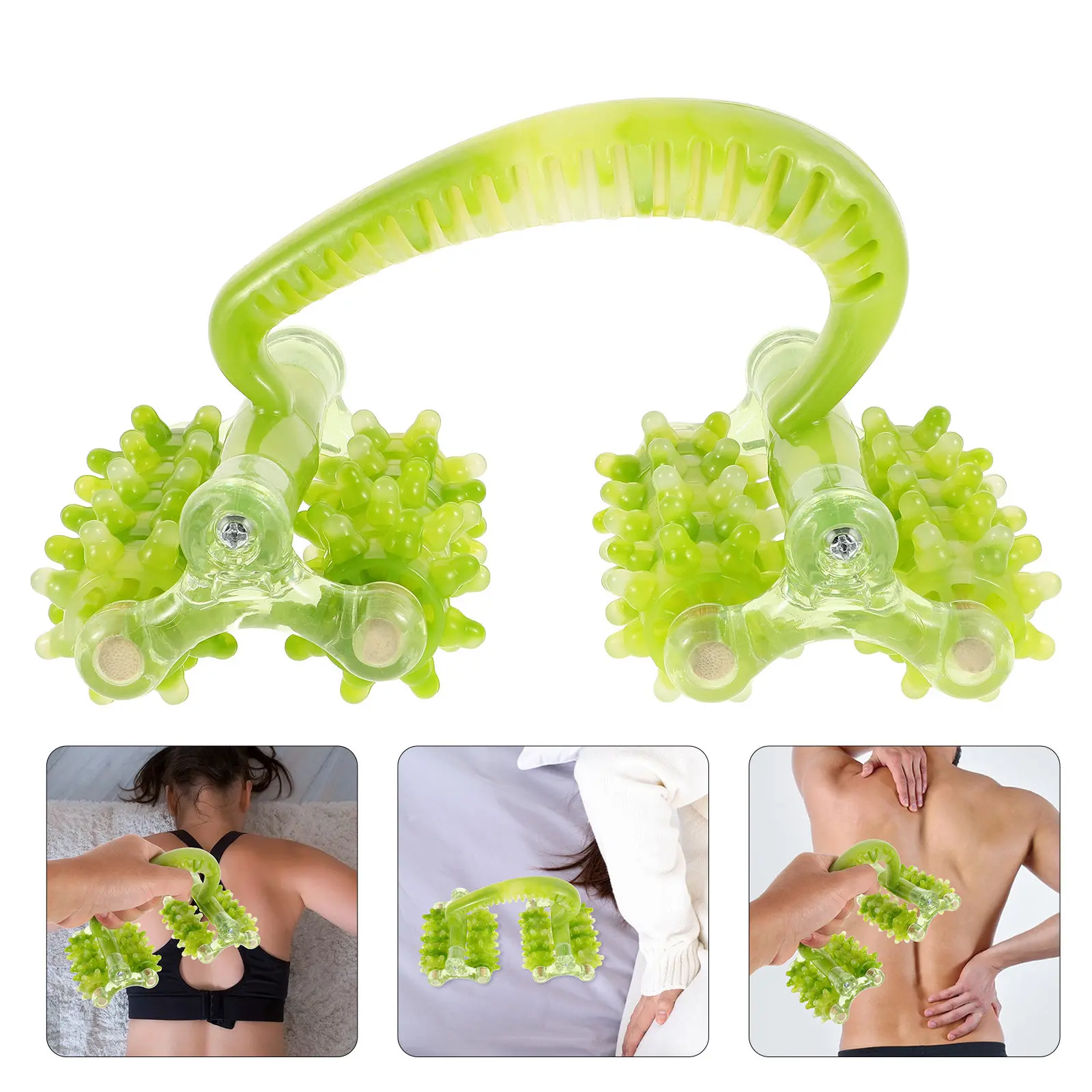 

Портативный ручной массажер Lunar Massage Roller зеленого цвета для точечного массажа шеи, спины, ног, талии, рук, груди, живота