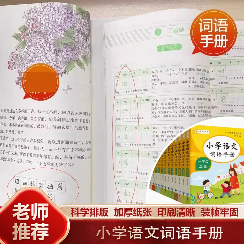 Primary Chinese Vocabulary Handbook, Curriculum Aligned with PEP Edition, Chinese Knowledge Workbook for Grades 1 To 6