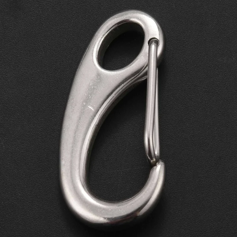 8PCS Boat Marine Stainless Steel Egg Shape Spring Snap Hook Clips Quick Carabiner Outdoor Buckle