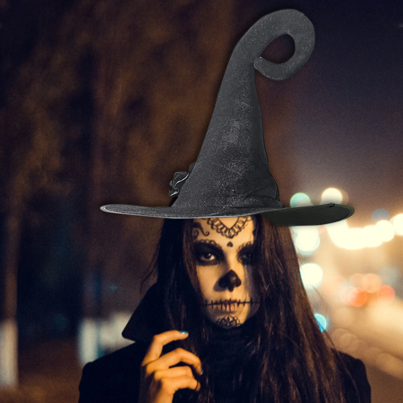 ハロウィン つば広魔女帽子 羽付き ローズ ウィザードハット 装飾小道具 多用途 女性 男性 仮装パーティー用