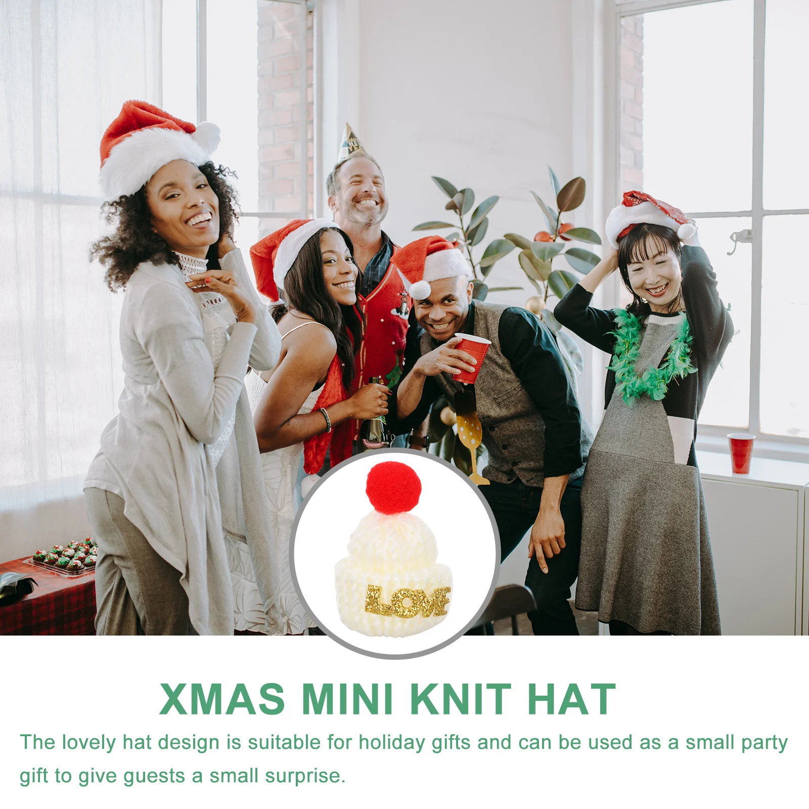 

15Pcs Mini Xmas Woolen Hats Exquisite Handmade DIY Craft Accessories Christmas Tree Decoration Holiday Party Supplies