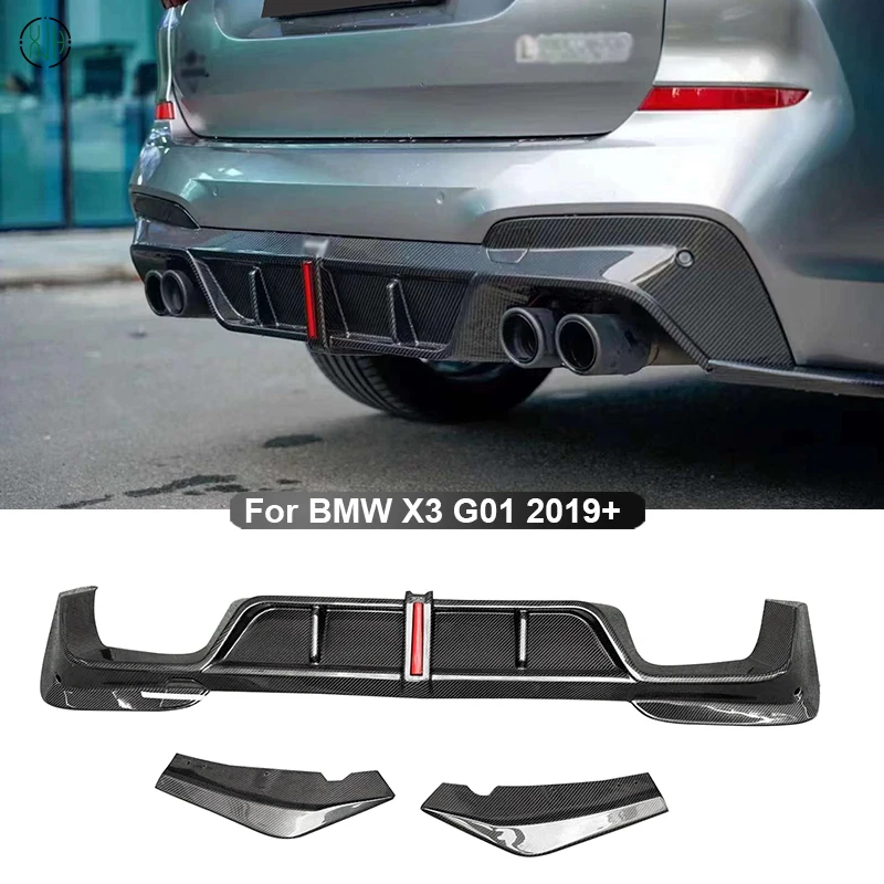 For BMW X3 G01 2019+ Carbon Fiber Car Rear Bumper Lip Diffuser Spoiler Parts Upgrade Body kit Car Accessories