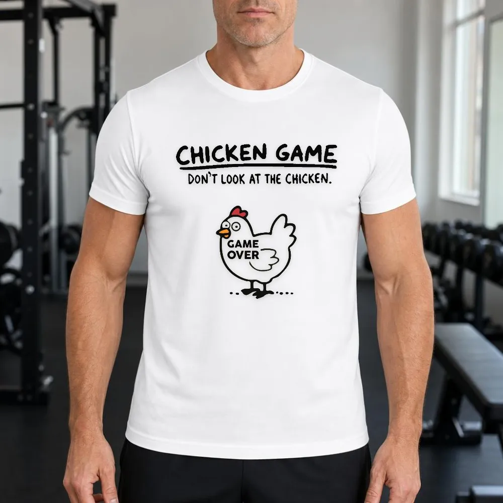 Graphic Tee Men Funny Chicken Game Over Meme Do Not Look Farm Animal Short Sleeve Summer Vacation Tops Funny