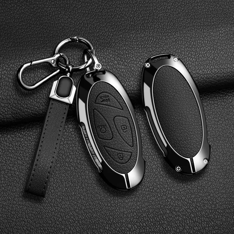 

5 7 кнопок из цинкового сплава + кожаный чехол для автомобильного ключа для Hyundai Kona Ev Grandeur GN7 IONIQ 6 2023 2024, защитный чехол для дистанционного ключа