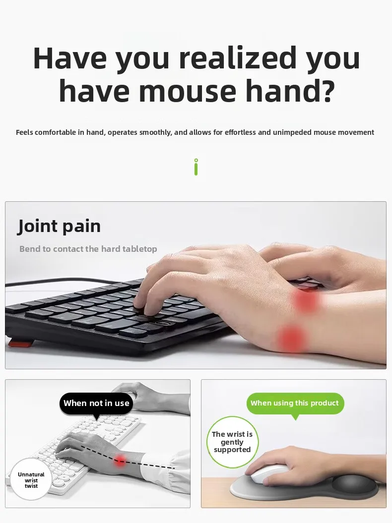 Ergonomische Handgelenkauflage Mauspad Anti-Ermüdungs-Schreibtischunterlage für Büro und Gaming in 9 Farboptionen – Detail 4