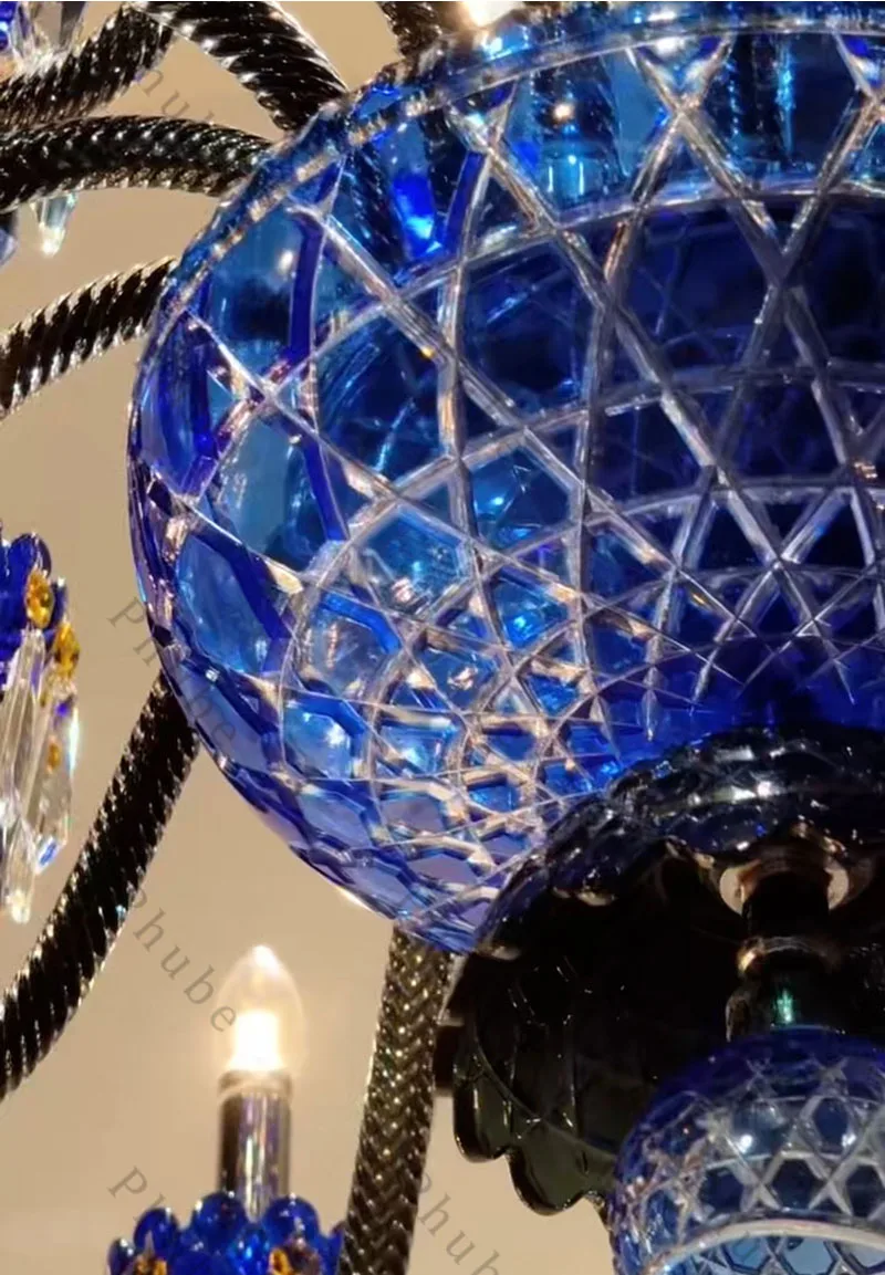 Phube Moderner Großer Luxus-Kristallprismen-Kronleuchter Französische Glas-Deckenleuchte für Esszimmer, Wohnzimmer, Foyer, Villa, Heimdekoration – Detail 8