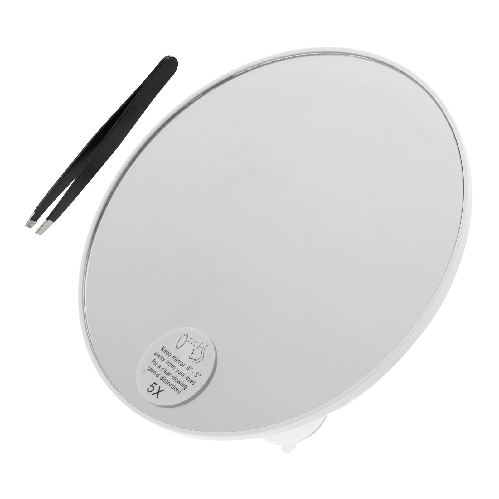 

1Set Face Mirror Magnifying Suction Cup Design Daily Use Bathroom Travel Mirror Makeup Accessory Tweezers Included