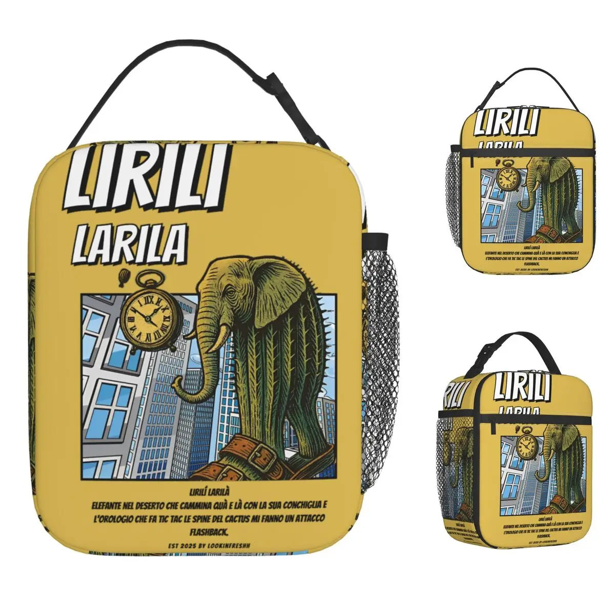 Lirili Larila Comic Style Italian Brainrot Lunch Bag School Lunch Box Child Kawaii Thermal Lunch Bag Oxford Portable Cooler Bag