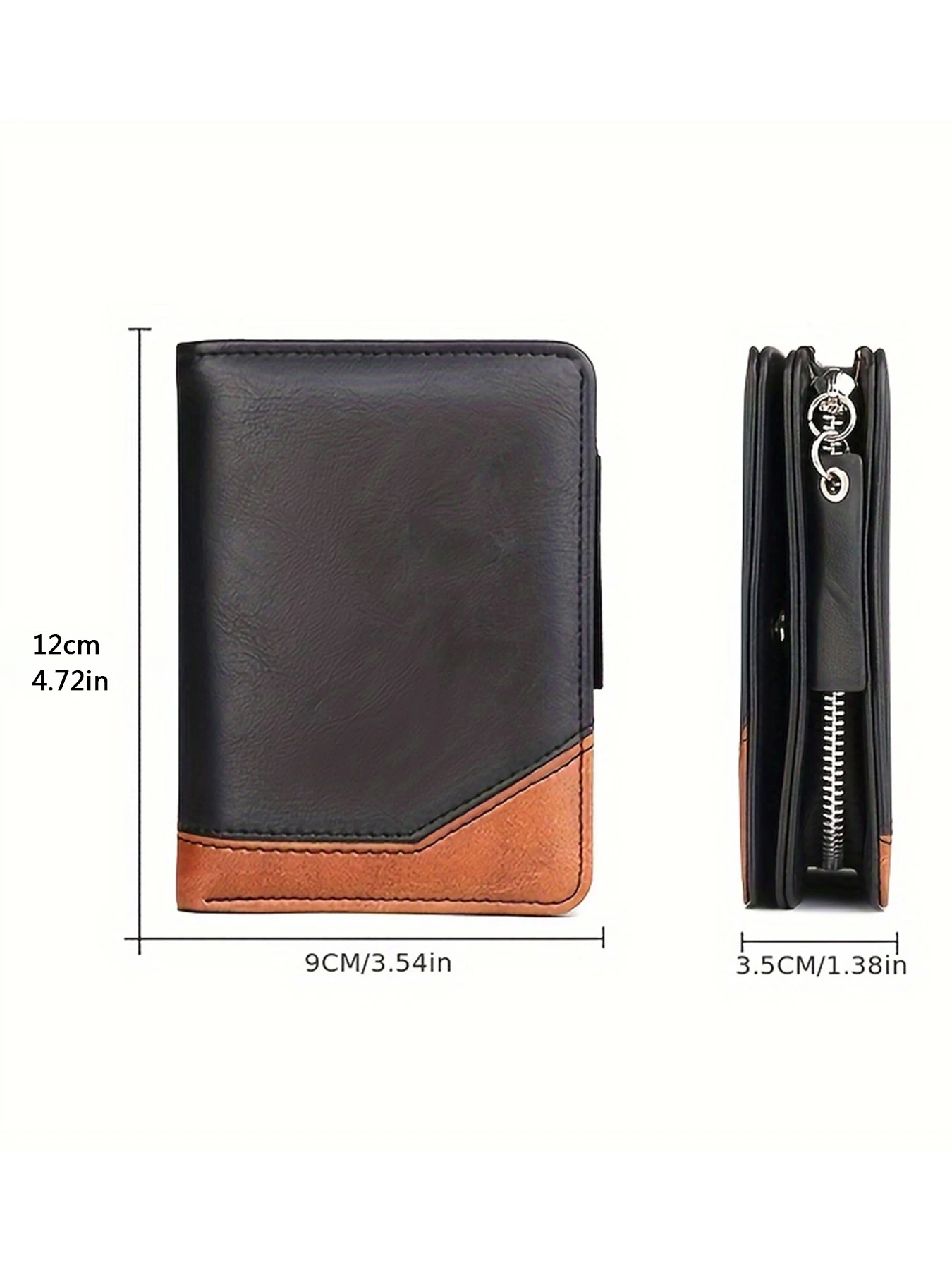 2024 neue männer PU Leder Kurze Brieftasche Mit Zipper Münzfach Vintage Große Kapazität Männlichen Kurzen Geld Geldbörse Karte halter – Detail 2