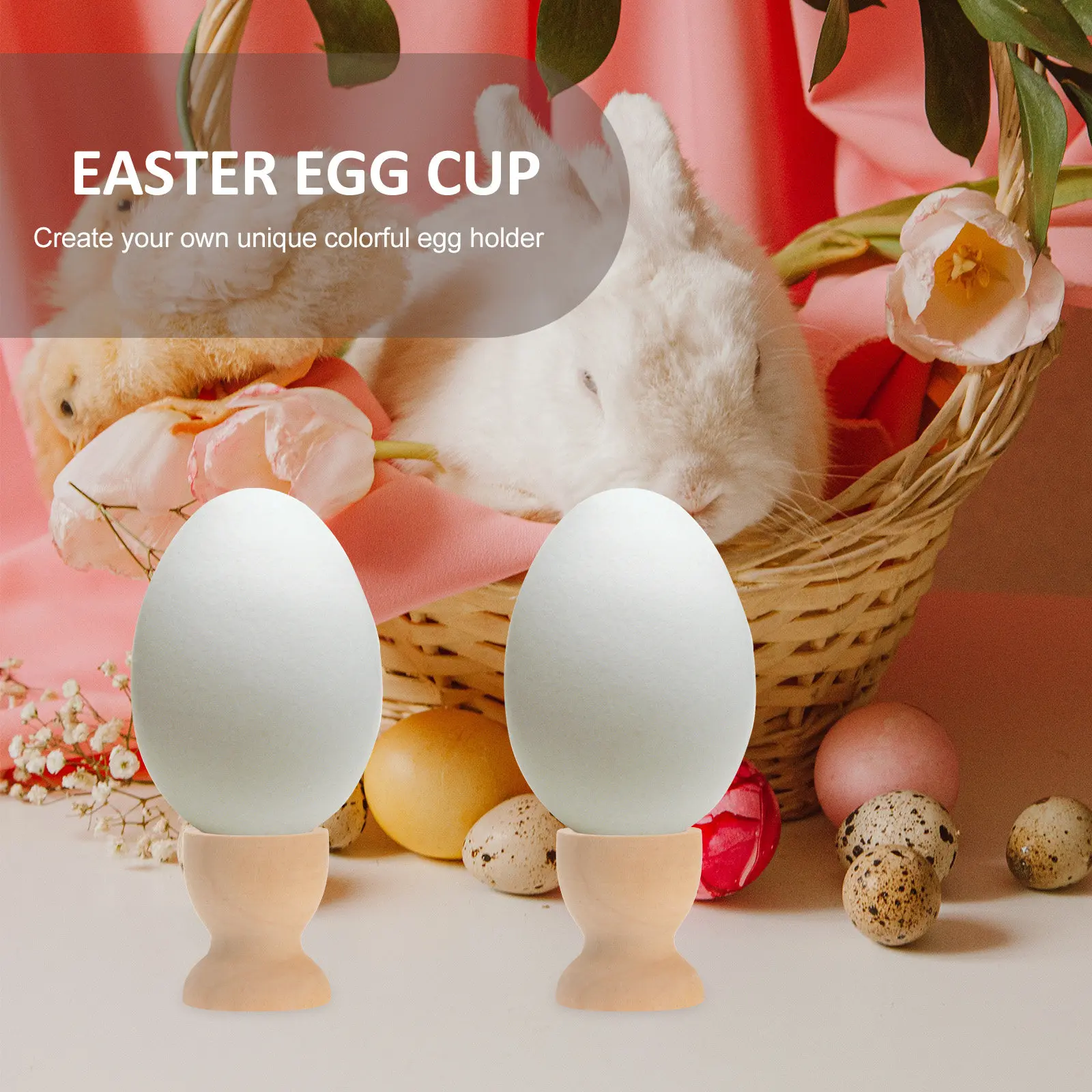 20Pcs Eco Friendly Unpainted Wooden Egg Cup Set Easter DIY Egg Holder for Creative Decoration Watercolor Dye Glitter Kitchen