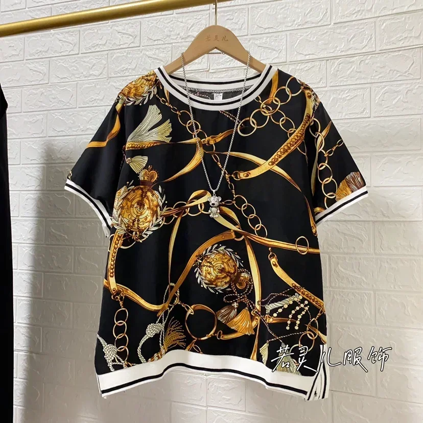 Print Blouses Short Sleeve Summer  Vintage Print Short Sleeve Lady Shirts Female Tops