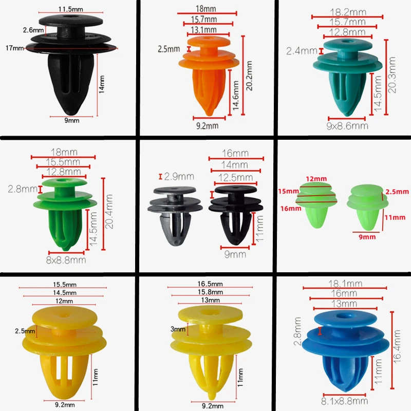 XIEAILI OEM 20Pcs For 8mm 9mm Hole Auto Door Trim Panel Retainer Nylon Retaining Clips Car Rivet Retaining Fasteners Clip