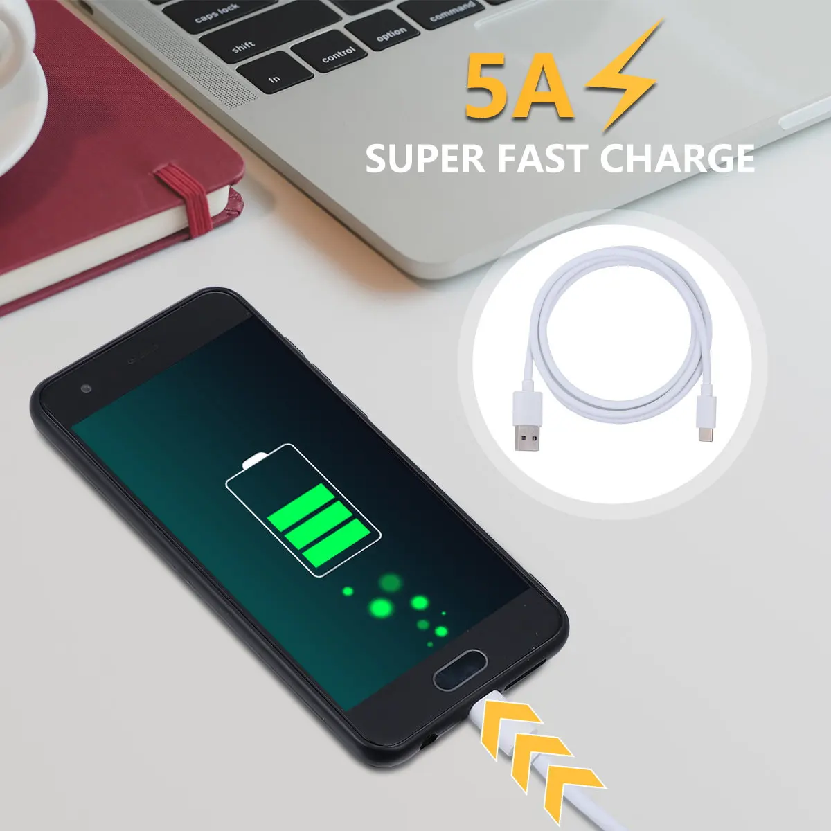 1Pcs Type-C Charging Cord Fast Data Sync 3A Pure Copper Wire Core Lightweight Portable USB C Cable for Most