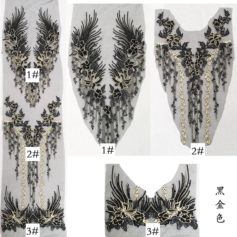 Applizierte Bekleidungsdekoration, tiefer V-Ausschnitt, Abendkleid, Stoff, luxuriöse Perlen, Perlen, langes Material