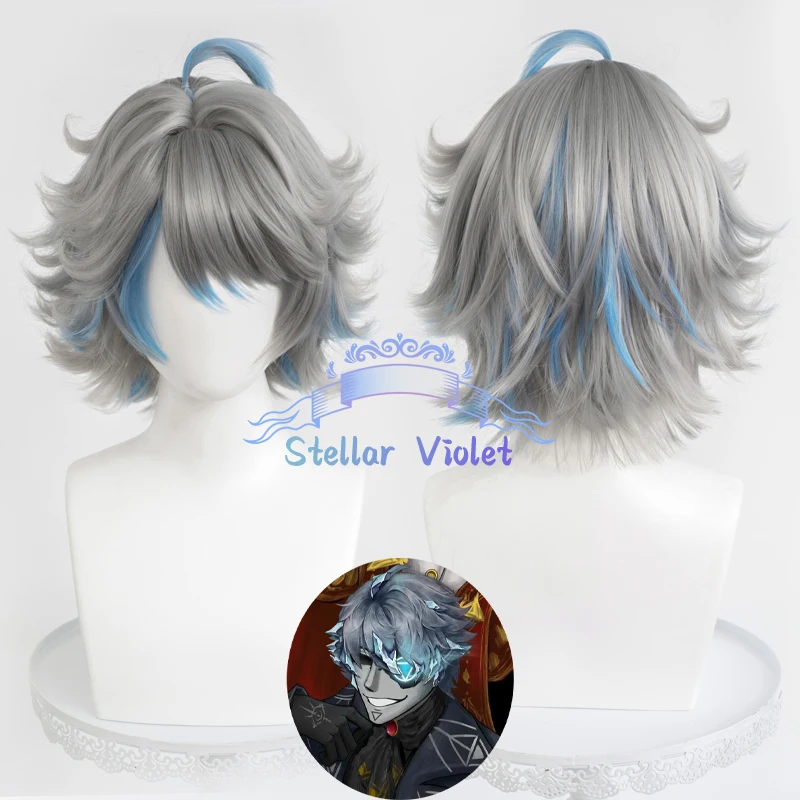 

Парик Fool's Gold Norton Game Identity V Косплей Синтетические волосы Fool's Gold Косплей Парики 30 СМ Серый Синий Хэллоуин Бесплатная шапочка для парика