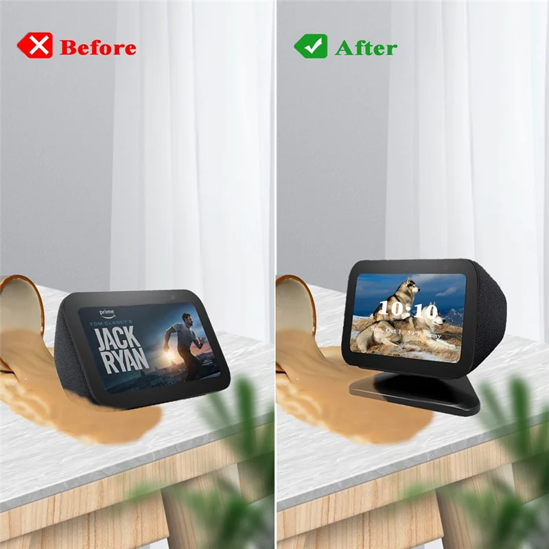 حامل ABDE قابل للتعديل لـ Echo Show 5 أجزاء (3Rd Gen)، حامل مغناطيسي ذكي للعرض، مع قاعدة مضادة للانزلاق 360 درجة - أسود