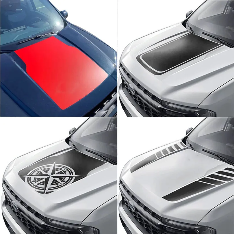 Precut Matte Front Hood Sticker Scoop Wrap Overlay Decal Vinyl Flag Graphics Decoration Blackout Kit for Ford Maverick 2022 2023