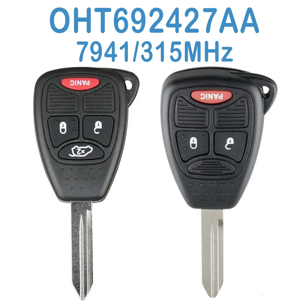 2 Pcs/lot OHT692427AA Auto Smart Remote Control 315MHz 3/4 Buttons PCF7941 Chip Replace Car Key For Chrysler