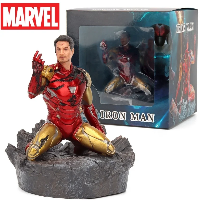 The Avengers Endgame Iron Man Mk85 Snap Your Fingers Gk Kneeling Statue Boxed Figure Collection Decoration Gifts Christmas Toys