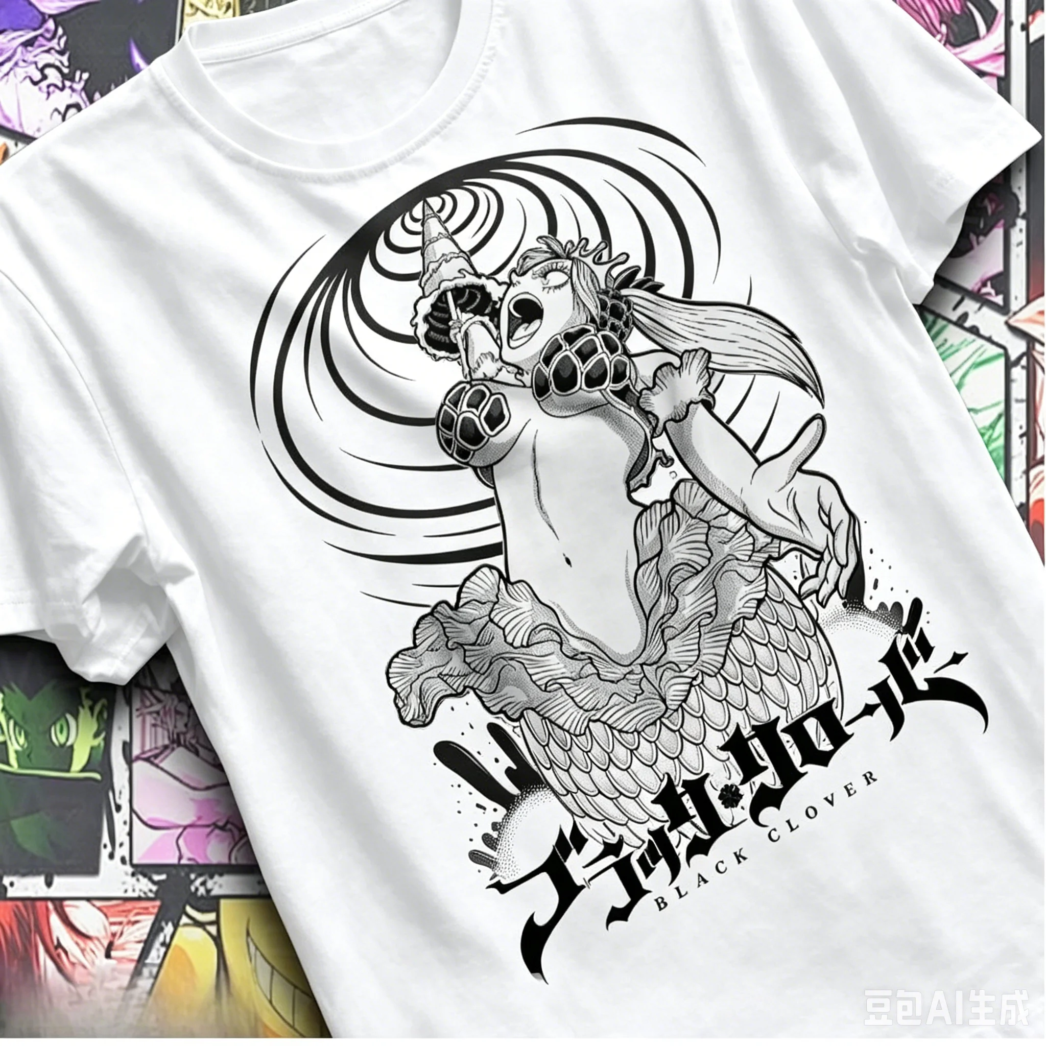 

2026 summer Black Clover Noelle Silva Mermaid Anime T-shirt Harajuku Streetwear Oversized Cotton Tee Casual Tops
