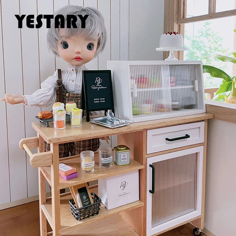 

YESTARY Doll Furniture For 1/12 Bjd Doll House Accessories Cupboard DIY Fashion Toys Dollhouse Furniture Mini Dessert Cabinet