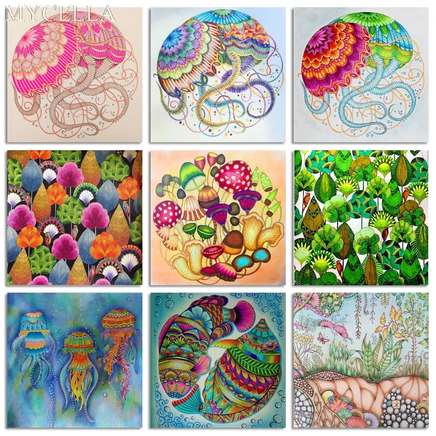 Jungle wreath jellyfish Full 5d Diy Diamond Painting Cross Stitch Complete Kits Mosaic Embroidery Home Decoration Art Gift