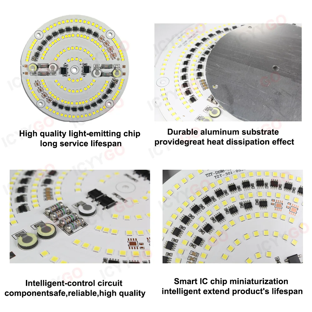 High Voltage AC220V Driver-Free 300W 400W 500W LED Chip SMD 2835 Circular High-Power Lighting PCB Light Source Board