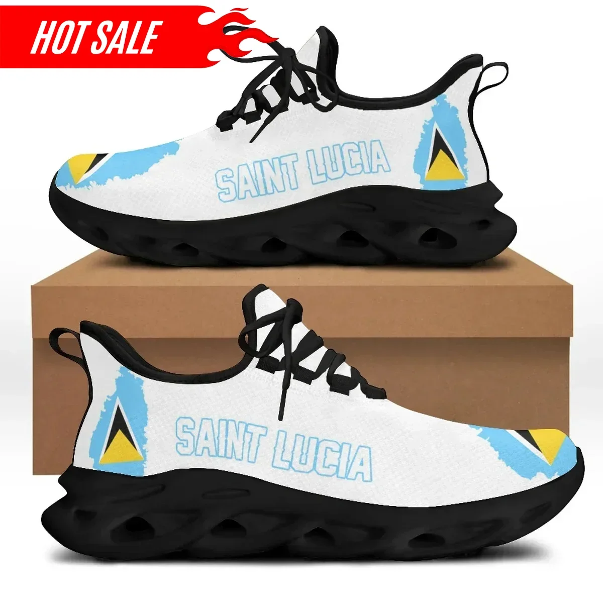 Hot Saint Lucia Print Women Sneakers National Style Mens Custom Print Sneakers Shoes  Lightweight Sport Shoes  zapatillas