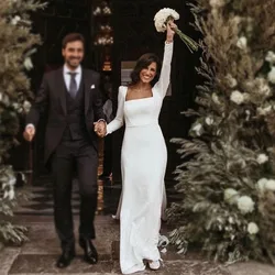 Elegant Civil Mermaid Wedding Dresses Minimalist Customized Backless Bride Dress Women Boho Bridal Gown Wedding Party Dress