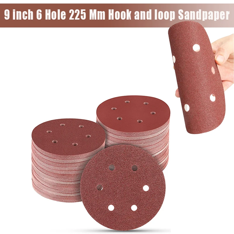 

50 pcs 9 inch 6 Hole 225mm Wall Sander Sandpaper Woodworking Grinding Disc Abrasive Polishing Tool 40-2000 Grit Sanding Discs