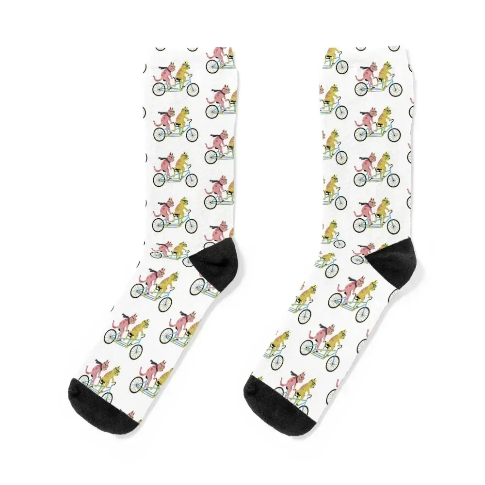 

Tandem Bike Cats Socks FASHION winter Christmas cute Socks Women Men's