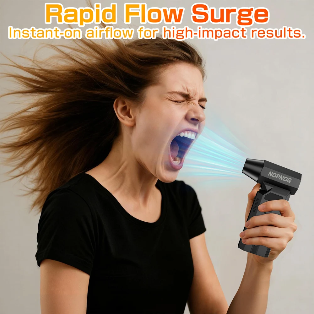 منفضة هواء كهربائية محمولة ​ مروحة توربو جيت     مصباح LED لاسلكي قوي لإزالة الثلوج في السيارة 4 تروس قابل للتعديل 140000 دورة في الدقيقة