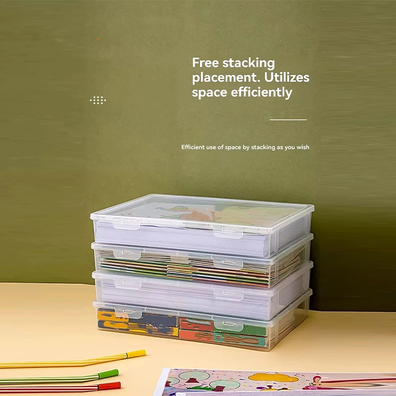 

A4 Transparent Plastic File Box File Box With Buckle Office Paper Drawing Paper Test Paper Certificate Storage And Organization