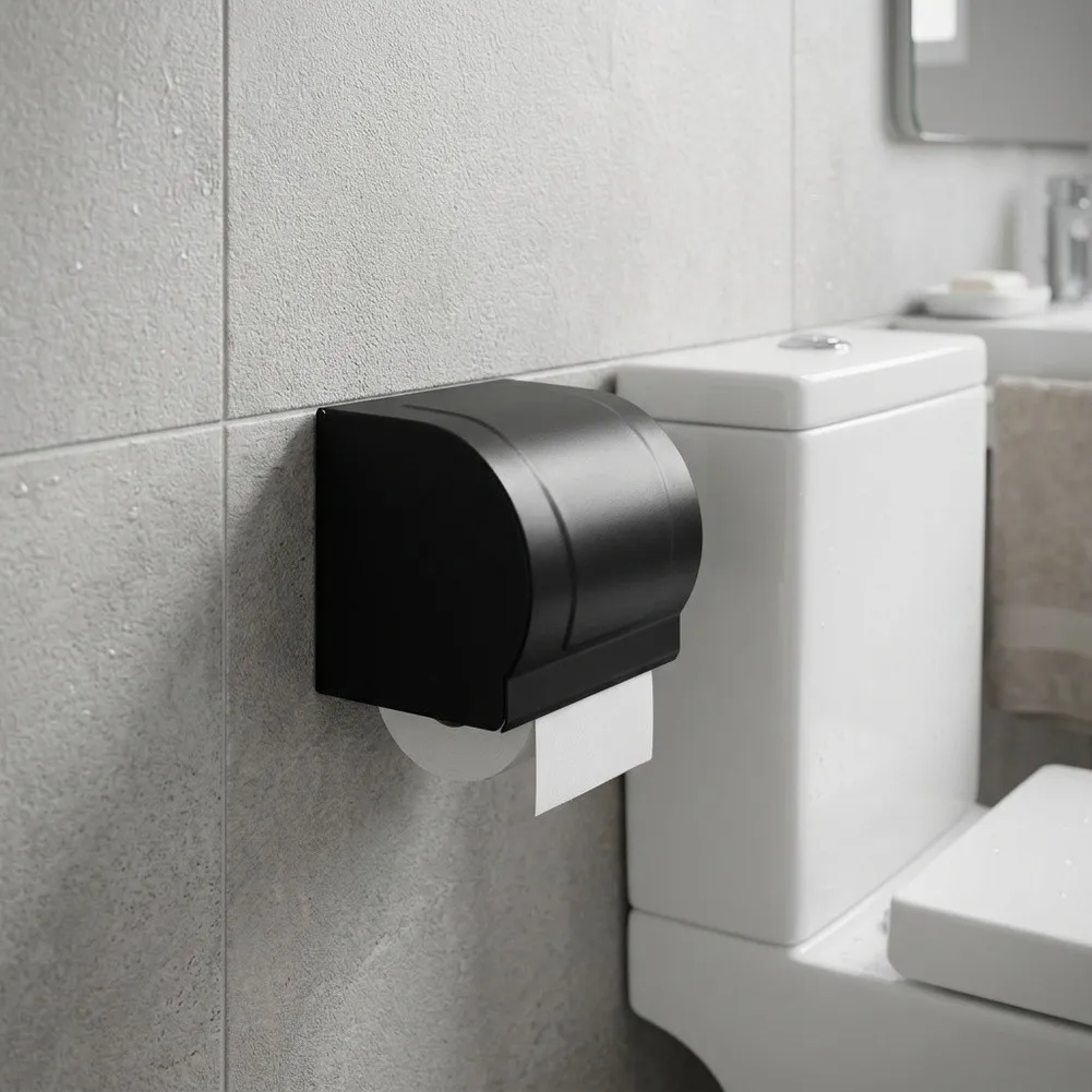 Mount Aluminum Toilet Holder Cat For Proof Design Resistant for Humid Areas 22 13 12cm Black Finish  Mount Aluminum